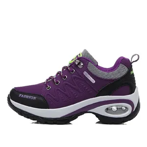 Purple air cushion hiking sneakers for outdoor sports and casual travel trekking
