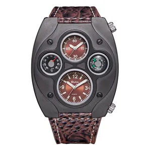 Reloj Oulm estilo punk para hombres con esfera grande y movimiento cuarzo brújula