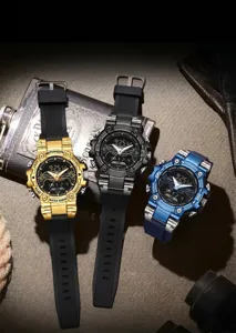 SANDA multi-functional waterproof sports digital watches with dual-display dial for men