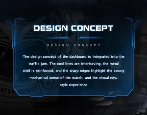 Detailed view of the mechanical watch design concept featuring cool dashboard lines