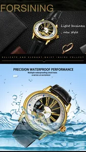 Detail der Forsining Herren Automatik-Uhr mit skelettiertem Zifferblatt und 30m wasserdicht