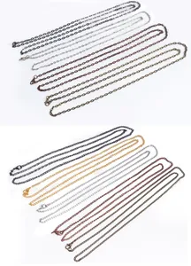 Variety of metallic necklace chains in gold silver and bronze for pocket watch accessories