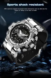 Sanda shock-resistant sports watch with digital-analog display and ABS material