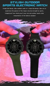 Montre de sport numérique étanche Sanda pour enfants et étudiants en vert olive et noir
