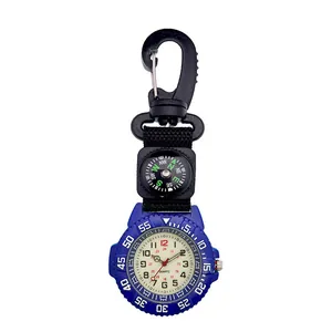 Outdoor-Sportuhr mit Kompass, Nylonarmband und schwarzem Karabiner zum Wandern