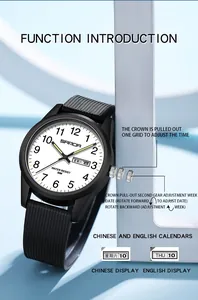 Detalle del ajuste de la corona del reloj impermeable Sanda con pantalla de calendario dual.