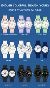 Relojes de pareja SANDA coloridos e impermeables con esfera luminosa y calendario