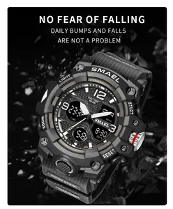 Rugged SMAEL 8008 shock-resistant dual-display sports watch with 50M water resistance.
