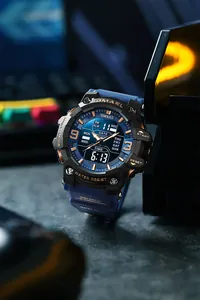 Close-up of SMAEL waterproof sports watch with dual digital and analog display
