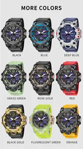 Showcase of SMAEL 8008 sports watch variants in 9 vibrant colors