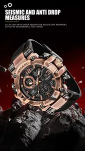 Close-up of SMAEL men's sports watch showing durable alloy case and shock resistance
