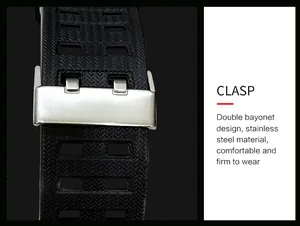 Detail view of the durable stainless steel double bayonet clasp for SMAEL digital sports watch