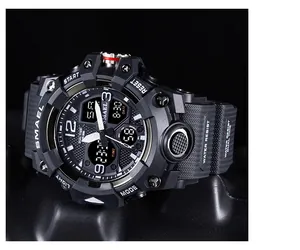 Close-up of SMAEL 8008 rugged sports watch showing textured strap and digital dial