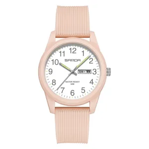 Reloj de cuarzo impermeable SANDA para hombre y mujer con manecillas luminosas y fecha