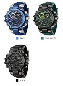 Multi-color SMAEL men's sports watches with dual display and luminous function.