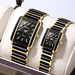 Chenxi Luxury Square Quartz Couple Watch For Men Women Ceramic Stainless Steel Strap Waterproof Fashion Business Wristwatch