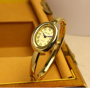 SUNLIFEX Reloj de Brazalete Ovalado para Mujer Oro Rosa Strass Cuarzo Reloj de Pulsera Lujo Vintage Diseño Elegante
