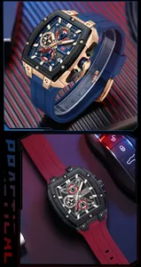 Vista detallada del reloj MINI FOCUS para hombre con esfera de esqueleto multicapa