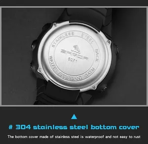 Détail du boîtier arrière étanche en acier inoxydable 304 montre SANDA