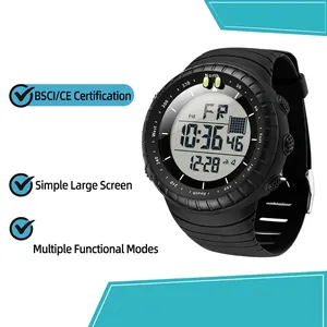 Sanda Montre Numérique Sport Étanche pour Enfants Étudiants Extérieur Multifonctionnelle Chronographe Alarme Rétroéclairage LED Montre Bracelet