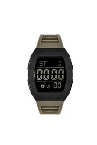 Frontalansicht der minimalistischen Sport-Digitaluhr mit großer Anzeige und Herzfrequenz-Icon