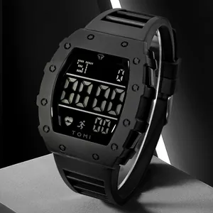 TOMI Montre Numérique de Sport pour Hommes Minimaliste Grands Chiffres Montre Électronique Lumineuse Alarme Montre Bracelet pour Étudiant Multi Fonction
