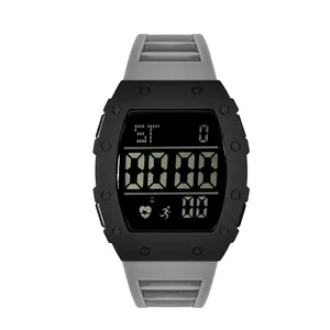 Montre de sport numérique TOMI pour hommes avec grand affichage et bracelet en silicone gris