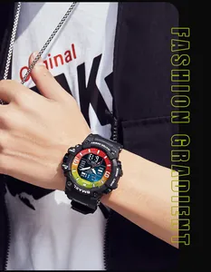 Sporty SMAEL digital watch for men with a vibrant rainbow gradient watch face, waterproof
