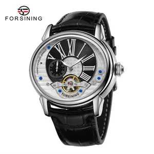 Luxuriöse automatische Forsining Mechanikuhr mit Skelett-Zifferblatt und Lederband