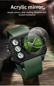 Detail of SANDA sports watch featuring a durable scratch-resistant acrylic mirror.