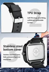 Detail of SAMDA sport watch showing soft TPU strap and 5ATM waterproof steel back