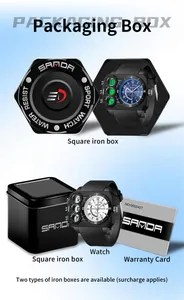 SANDA dual display sports watch with iron gift packaging box and warranty card.