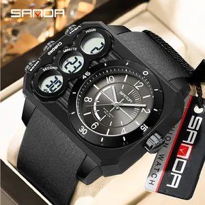 SANDA Men's Sports Watch Waterproof Dual Display Digital Analog Wristwatch