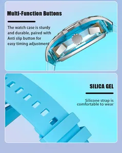 Detailed view of the multi-function buttons and silicone strap of a sports watch