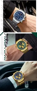 Reloj cronógrafo para hombre con esferas multifuncionales y correa de acero inoxidable.