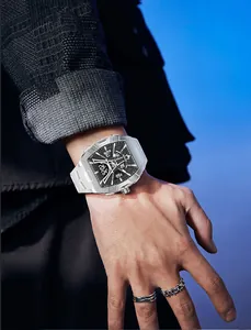 Detailed view of SMAEL men's sports watch with LED backlight on model's wrist