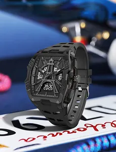 Rugged SMAEL men's tactical digital watch with LED display and matte black finish strap