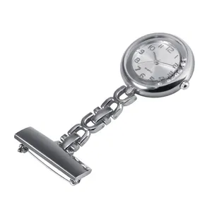 Elegante Krankenschwesteruhr aus silberner Legierung mit Quarzwerk und Strass-Zifferblatt