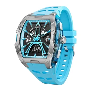 Men Sport Watch Waterproof Dual Display LED Backlight Silicone Strap Eiffel Tower Design Fashion Analog Digital Wristwatch
