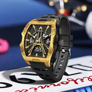 SMAEL gold and black men's dual display sports watch with Eiffel Tower dial