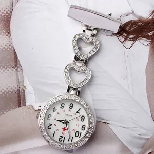 Leuchtende Krankenschwesteruhr Großes Gesicht Legierung Strass Fob Uhr Retro Quarz Taschenuhr Für Krankenschwestern Hängeuhr
