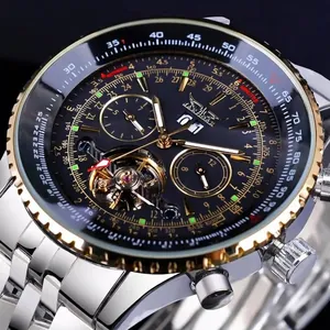 Jaragar Herren Automatisch Mechanische Uhr Tourbillon Skelett Zifferblatt Große Anzeige Business Luxus Legierung Armbanduhr