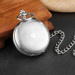 Close-up of vintage silver mechanical pocket watch showing the fine striped texture