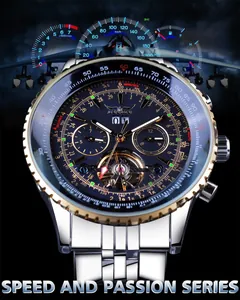 Jaragar Automatik-Mechanik-Herrenuhr mit Skelett-Tourbillon und Flieger-Zifferblatt