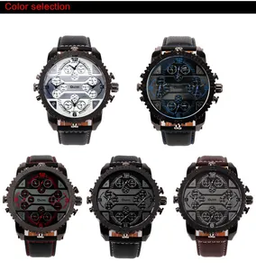 Oulm HP3233 men's multi-dial world time quartz watches in five different colors