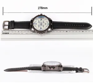 Detail view showing 278mm length and side profile of the Oulm men's fashion watch.