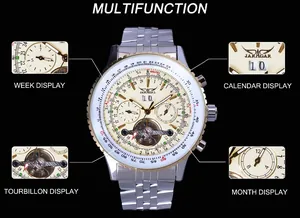 Nahaufnahme der automatischen Jaragar-Uhr mit multifunktionalen Zifferblattdetails