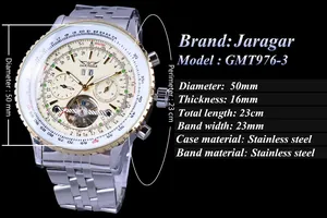 Luxuriöse Jaragar Tourbillon Automatikuhr mit 50mm Zifferblatt und Edelstahlarmband