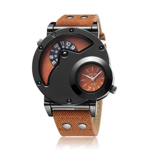 Reloj deportivo para hombre Miler con diseño único de doble esfera y correa naranja