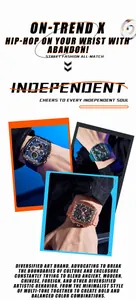 Street-Fashion-Sportuhr in Tonneau-Form mit Doppelanzeige am Handgelenk im Hip-Hop-Stil